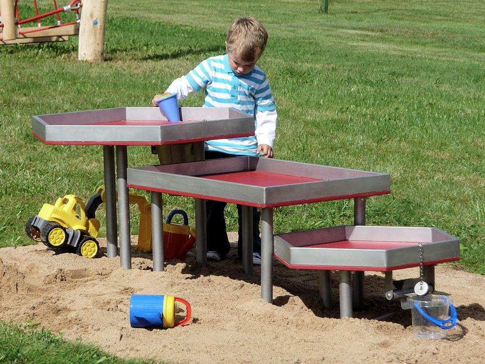 Matschanlage - Wasserspielanlage - aus Stahl Dreistöckig - Außenspielgerät für Kitas und Spielplätze