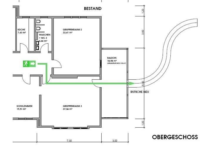 Fluchtrutsche - Rettungsweg - Plan - Evakuierungsrutsche als Rettungsweg