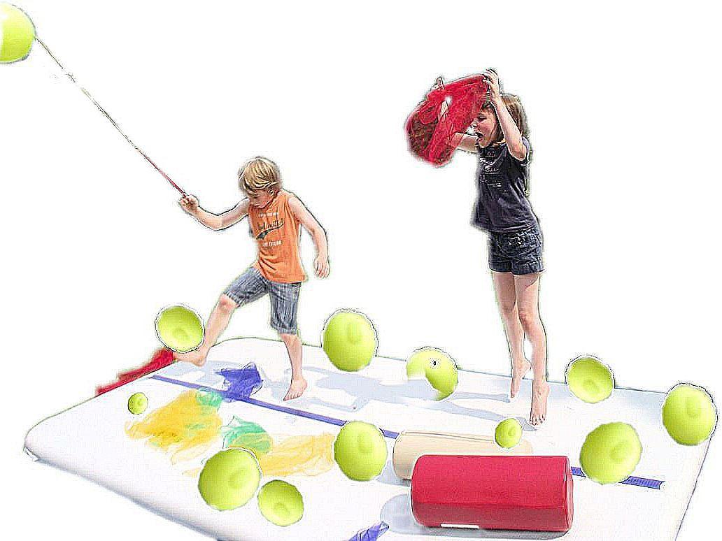 Trampolin Turnmatte Luftballons - Kinderturnübungen mit AirTrack