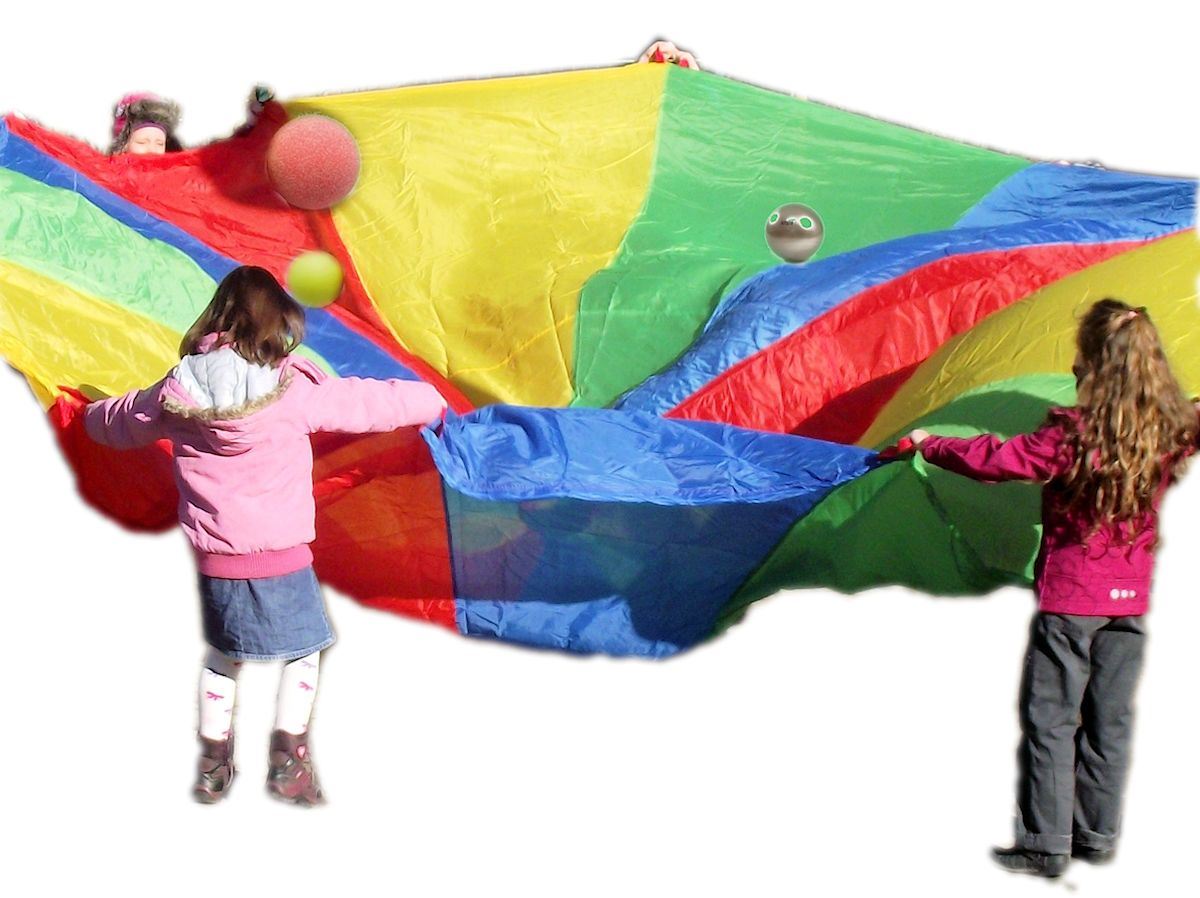 Regenbogen Fallschirm Schwungtuch mit Ball Training der Kinder der Hand 