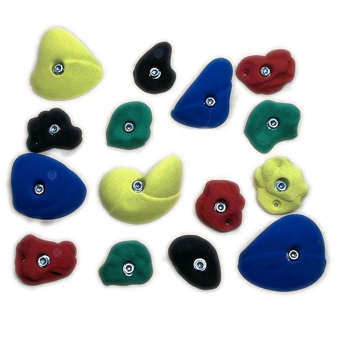 Schulklettergriffe bunt - Schul-Klettergriffe-Sets eignen sich sowohl für die Erstausstattung von Boulderwänden, wie auch als Erweiterung für bestehende Kletteranlagen. Schulklettergriffe bunt