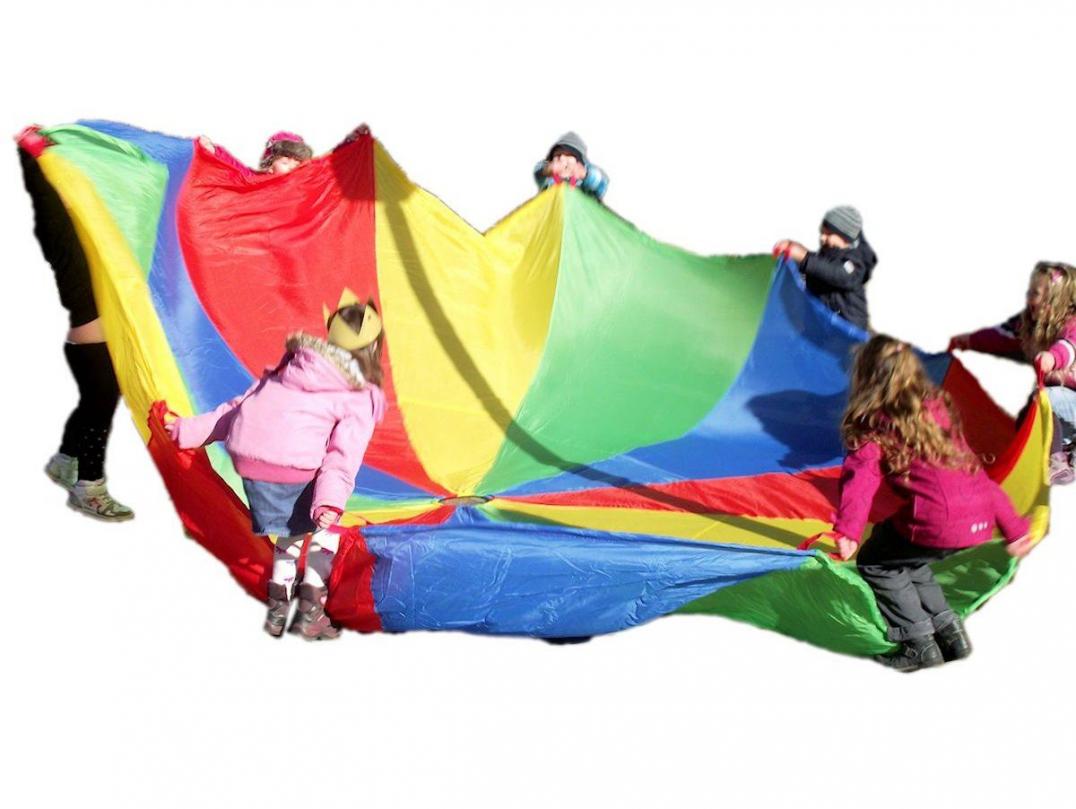 02. Schwungtuchspiel - mithilfe von Schwungtüchern können Kinder ihre Motorikfähigkeiten, ihre Orientierung und noch viel mehr spielerisch verbessern. 02. Schwungtuchspiel - fördert Sozialverhalten und das Miteinander in Gruppen